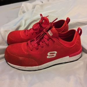 Skechers Bulkin Balran, Comp Toe, similar to steel toe, red, size 8.